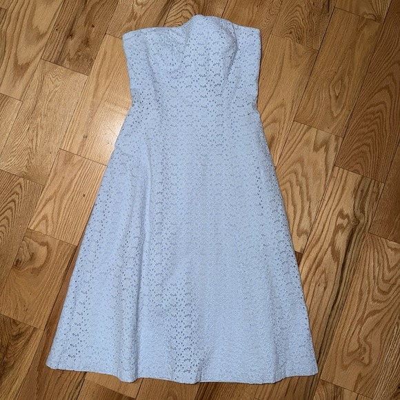 Express Dresses & Skirts - Express Womens Strapless Flare Dress Light Blue Floral Textured Pattern Size 4